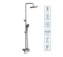 Душевая стойка со смесителем и изливом BelBagno MARINO-VSCM-GM, оружейная сталь