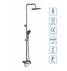 Душевая стойка со смесителем и изливом BelBagno MARINO-VSCM-GM, оружейная сталь