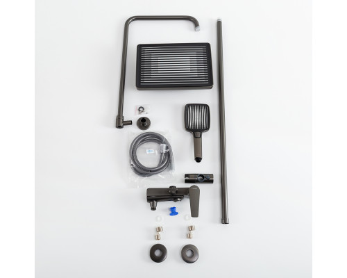 Душевая стойка Cezares со смесителем и изливом LINER-CVD-GM оружейная сталь