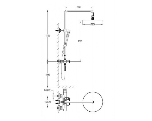 Душевая стойка с термостатическим смесителем для душа CEZARES ECO-CD-T-01