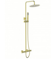 Душевая стойка со смесителем для верхнего и ручного душа BelBagno UNO-DOCM-ORO