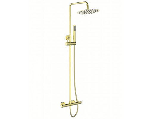 Душевая стойка со смесителем для верхнего и ручного душа BelBagno UNO-DOCM-ORO