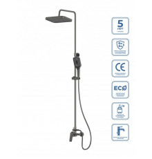 Душевая стойка со смесителем BelBagno DUE-DOCM-GM, оружейная сталь