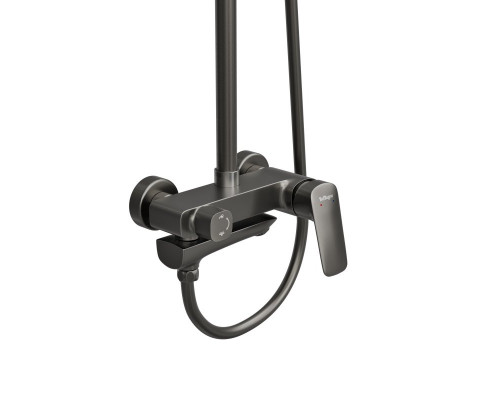 Душевая стойка со смесителем и изливом BelBagno DUE-VSCM-GM, оружейная сталь