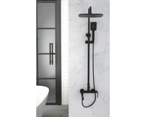 Душевая стойка со смесителем для ванны верхним и ручным душем BelBagno ACQUA-VSCM-NERO