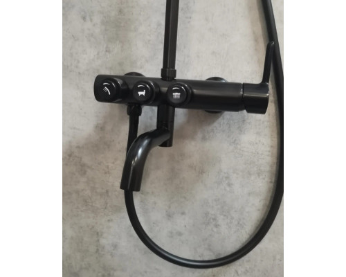 Душевая стойка со смесителем для ванны CEZARES ECO-CVD-NOP чёрный матовый