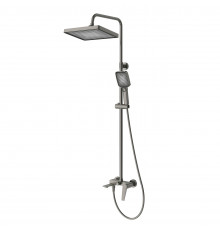 Душевая стойка Cezares со смесителем и изливом LINER-CVD-GM оружейная сталь