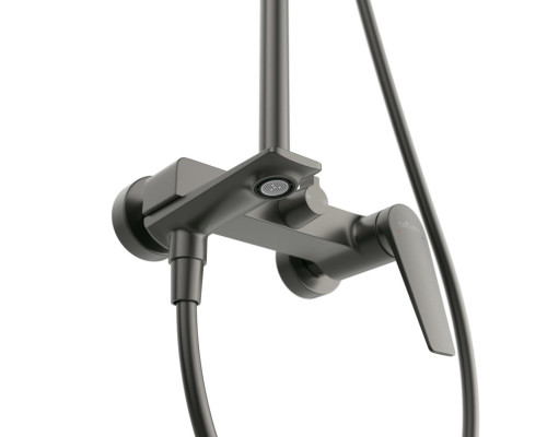 Душевая стойка Cezares со смесителем и изливом LINER-CVD-GM оружейная сталь