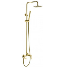 Душевая стойка с поворотным изливом c верхним и ручным душем нержавеющая сталь BelBagno DELTA DEL-VSCM-BORO Брашированное золото