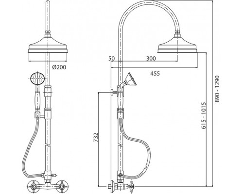 Душевая стойка со смесителем, верхним и ручным душем CEZARES LORD-CD-01-Bi