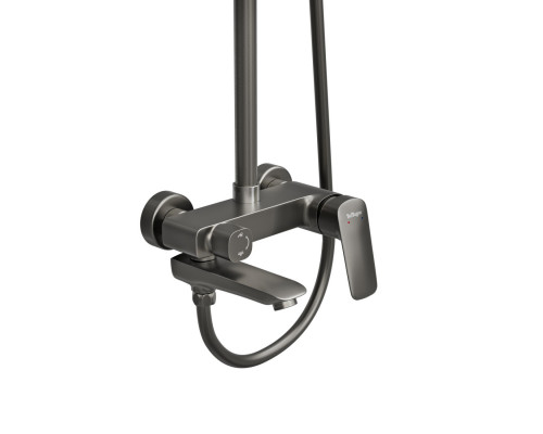 Душевая стойка со смесителем и изливом BelBagno DUE-VSCM-GM, оружейная сталь