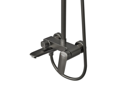 Душевая стойка со смесителем и изливом BelBagno DUE-VSCM-GM, оружейная сталь