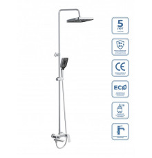 Душевая стойка со смесителем и изливом BelBagno DUE-VSCM-CRM, хром глянцевый