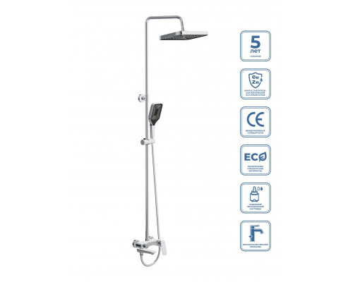 Душевая стойка со смесителем и изливом BelBagno DUE-VSCM-CRM, хром глянцевый