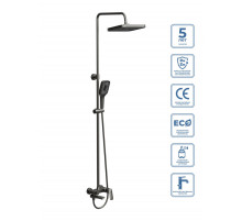 Душевая стойка со смесителем и изливом BelBagno DUE-VSCM-GM, оружейная сталь