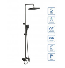 Душевая стойка со смесителем и изливом BelBagno DUE-VSCM-GM, оружейная сталь