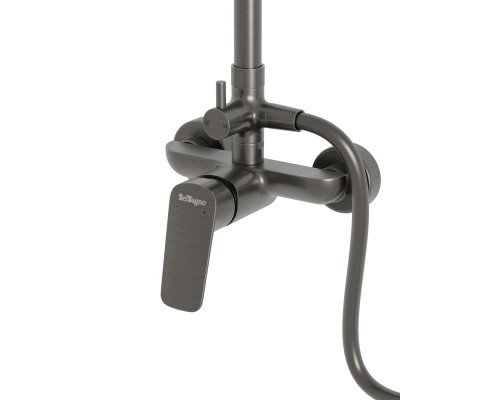 Душевая стойка со смесителем BelBagno DUE-DOCM-GM, оружейная сталь