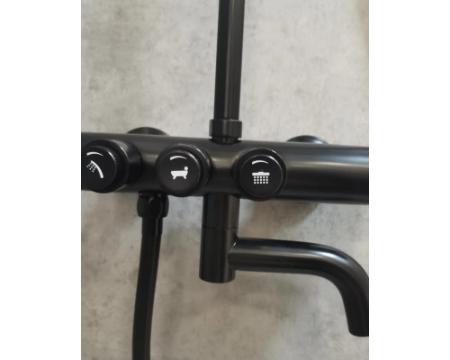 Душевая стойка со смесителем для ванны CEZARES ECO-CVD-NOP чёрный матовый