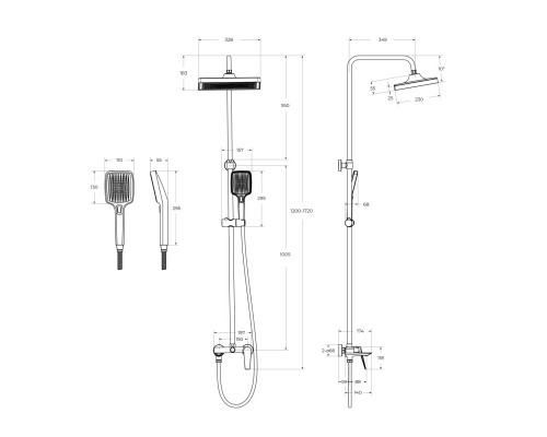 Душевая стойка Cezares со смесителем и изливом LINER-CVD-01 хром