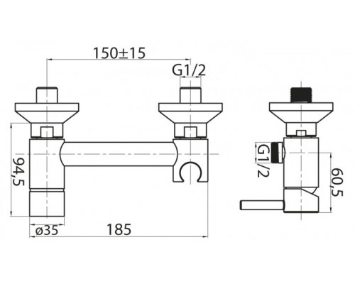 Смеситель для душа и гигенического душа с держателем Cezares CZR-DA3-01