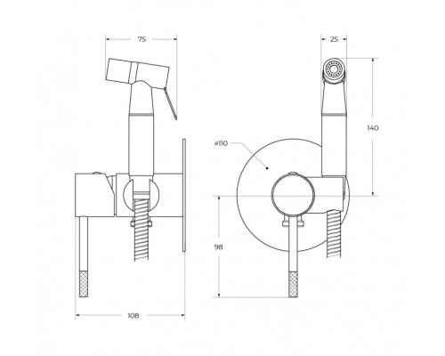 Гигиенический душ со смесителем CEZARES RELAX-DIF-IN