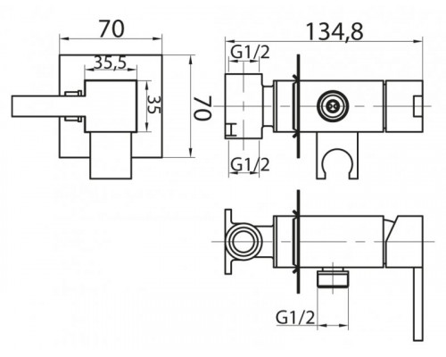 Смеситель для душа и гигенического душа Cezares CZR-DA2-01