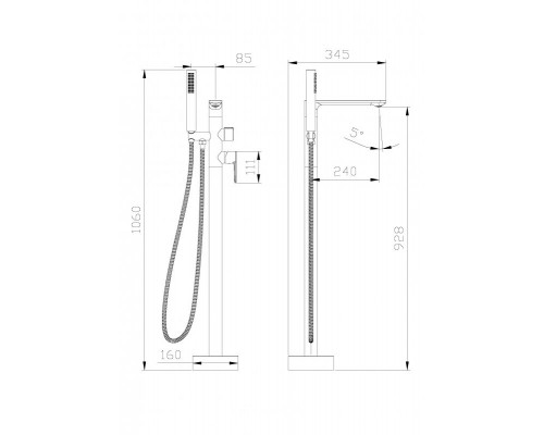 Напольный смеситель для ванны Cezares LUX-VDP-01