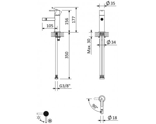 Смеситель для биде CEZARES LEAF-BSM-01-W0