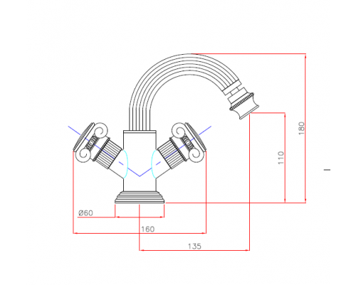 Смеситель на биде Cezares OLIMP-BS2-03/24-O
