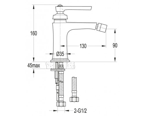 Смеситель на биде Cezares LIBERTY-F-BS-01-W0