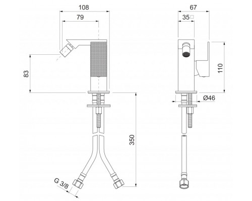 Смеситель для биде однорычажный без донного клапана CEZARES PRIZMA-BSM1-03/24-W0
