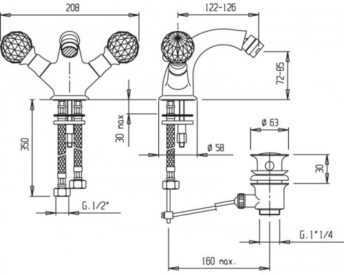 Смеситель для биде CEZARES GOLF-BS1-01