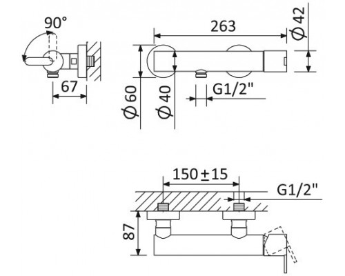 Смеситель для душа CEZARES LEAF-D-01