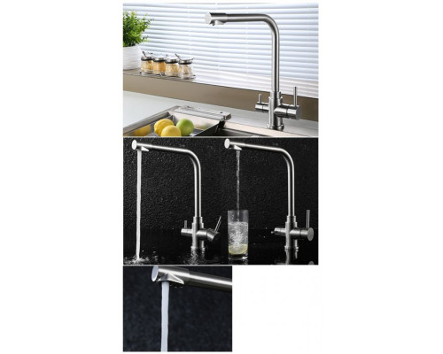 Смеситель для кухни с краном для питьевой воды, нержавеющая сталь, сатин BelBagno BB-LAM15-IN