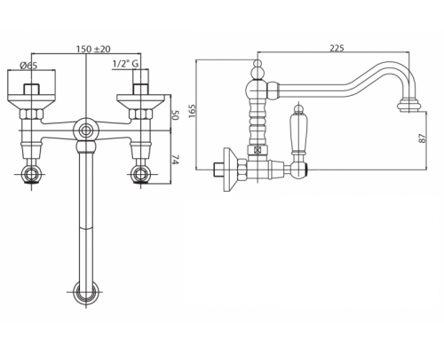 Кухонный смеситель настенного монтажа CEZARES FIRST-LLP-01-M