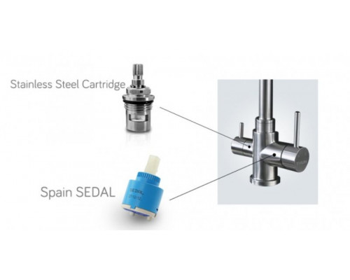 Смеситель для кухни с краном для питьевой воды, нержавеющая сталь, сатин BelBagno BB-LAM15-IN
