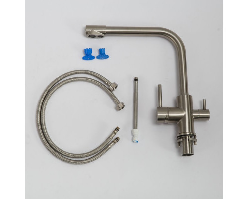 Смеситель для кухни с краном для питьевой воды, нержавеющая сталь, сатин BelBagno BB-LAM15-IN