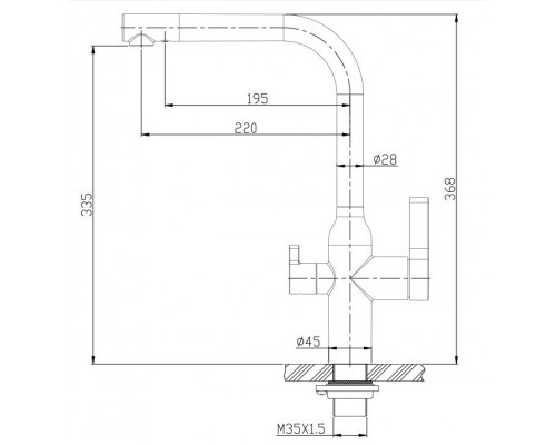 Смеситель для кухни с краном для питьевой воды, нержавеющая сталь BelBagno BB-LAM57-IN