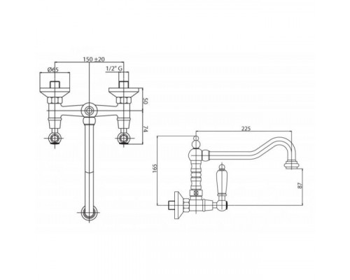 Кухонный смеситель настенного монтажа CEZARES DIAMOND-LLP-02-Sw