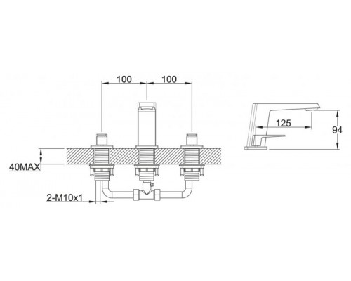 Смеситель для раковины на три отверстия ARLIE ARL-LTF-CRM