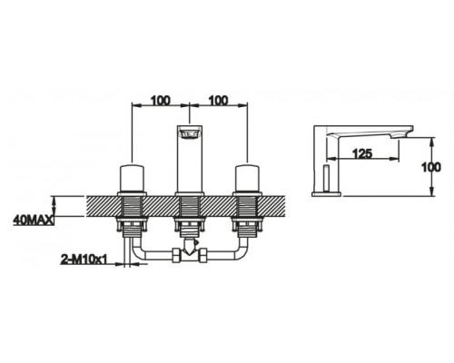 Смеситель для раковины на три отверстия CARIN CAR-LTF-CRM