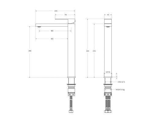 Смеситель для накладной раковины без донного клапана CEZARES SLIDER-LC-GM-W0