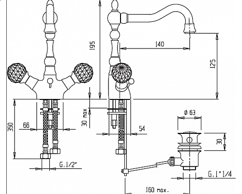 Смеситель для раковины CEZARES ATLANTIS-LS2-01-Sw/M