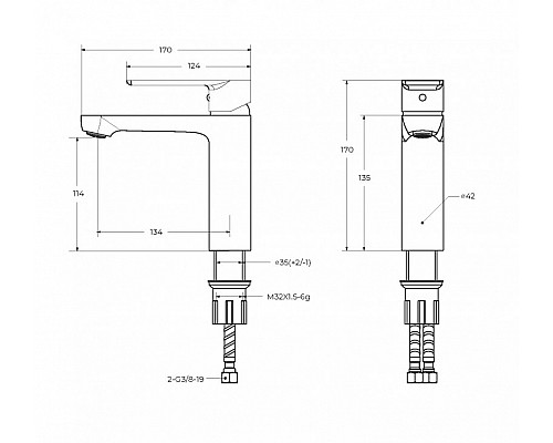 Смеситель для раковины CEZARES STYLUS-LS-NOP