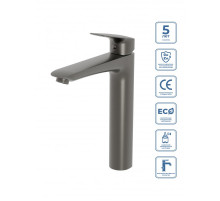 Смеситель для накладной раковины без донного клапана BelBagno DUE-LMC-GM-W0, оружейная сталь