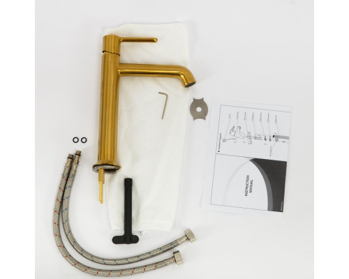 Смеситель для раковины без донного клапана CEZARES ECO-LC-BORO-W0 брашированное золото