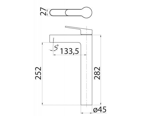 Смеситель для раковины без донного клапана нержавеющая сталь BelBagno DELTA DEL-LMC-BORO Брашированное золото