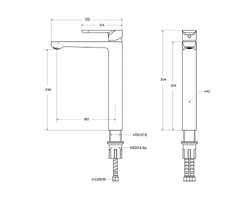 Смеситель для накладной раковины без донного клапана CEZARES STYLUS-LC-IN-W0