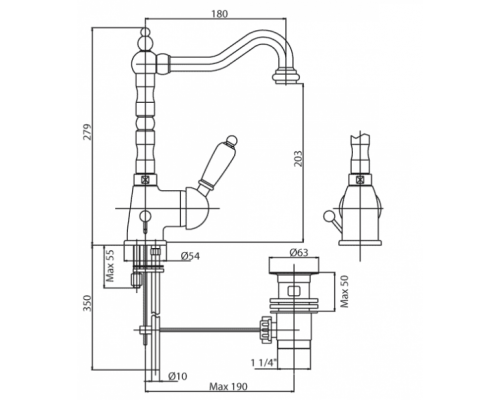 Смеситель для раковины CEZARES ELITE-LSM2-03/24-Bi