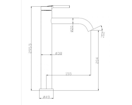 Смеситель для накладных раковин без донного клапана BelBagno ETNA ETN-LMC2-IN